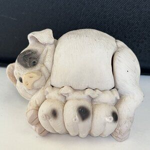 Stone Critters Critter Keeper Trinket Box Mother Pig and Piglets Resin Figurine